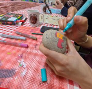 Painting stones at Taff Rocks
